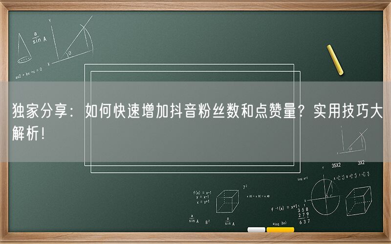 独家分享：如何快速增加抖音粉丝数和点赞量？实用技巧大解析！